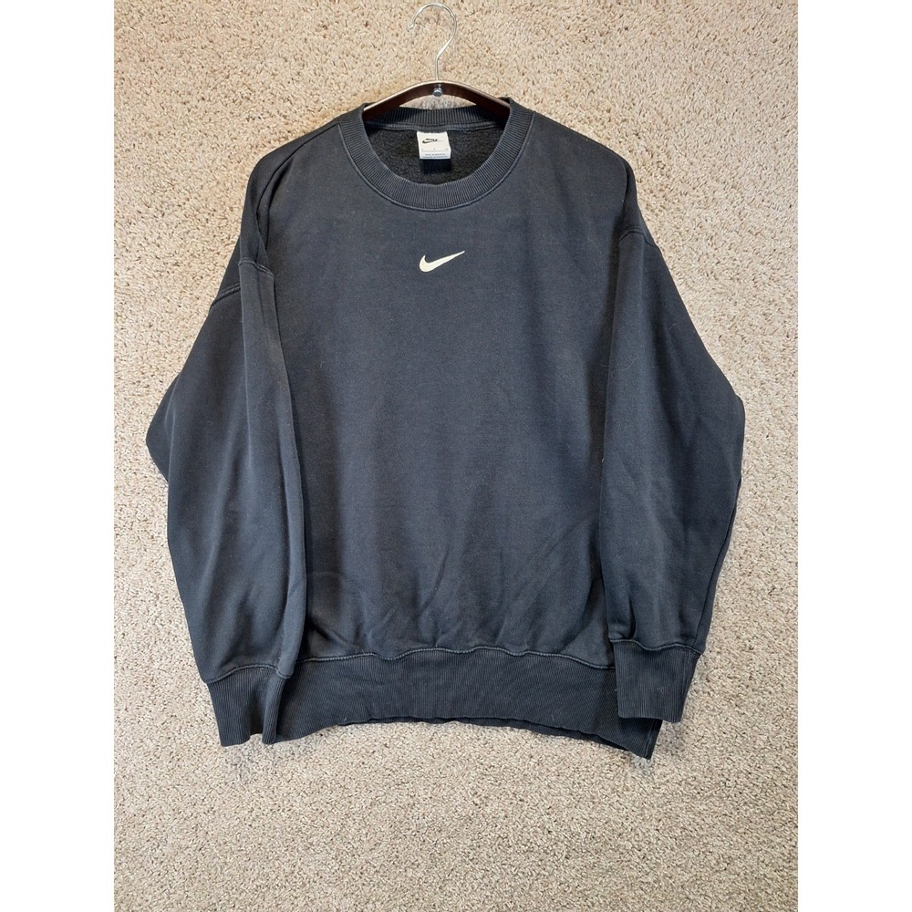 Nike Sweatshirt Men S‎ Black Fleece Lined Logo Raglan Sleeve Pullover Casual
